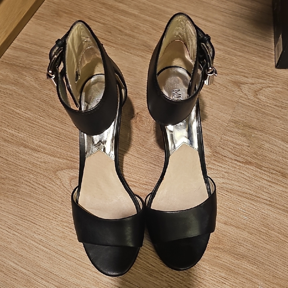 Michael Stars Black Open-Toe Ankle-Strap Heels